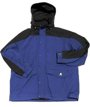 Vintage Carhartt Size XL Jacket Workshield Parka Mesh Lined Hooded Blue EUC
